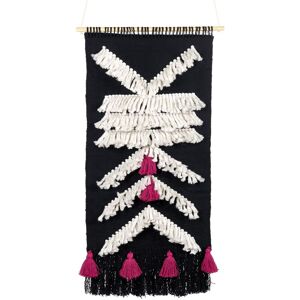 BELIANI Boho Handwoven Wall Hanging Décor Cotton Tassels Black and White Pakpattan