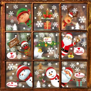 Hoopzi - Christmas Window Stickers Santa Claus Decoration Stickers Interior Home Mural Snowflake Reindeer Double Sided Removable Static 4 Sheets,