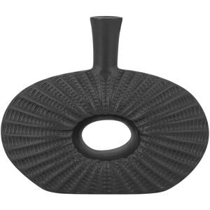 BELIANI Decorative Stoneware Tabletop Sculpted Vase Novelty Shape Matte Black Arwad