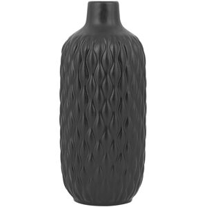 Beliani - Modern Decorative Tabletop Stoneware Flower Vase Bottle Shape Matte Black Emar