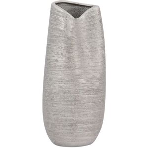 Beliani - Modern Decorative Stoneware Tabletop Flower Vase Sculpture Silver Finish Derbe