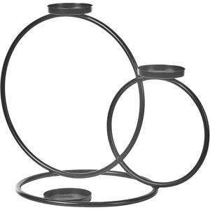 BELIANI Metal Ring Candle Holder 33 cm Black Minimalist Cakung