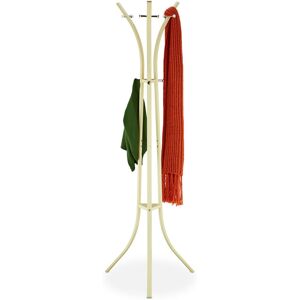 Relaxdays Coat Stand Metal, Free Standing Jacket Rack, with 9 Hooks, Clothes Storage, HxWxD: 184 x 61 x 54.5 cm, White