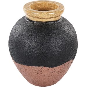 BELIANI Retro Decorative Vase Terracotta Handmade Black and Pink Daulis