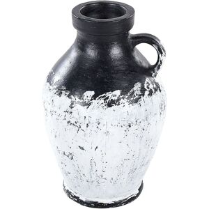 BELIANI Retro Decorative Vase Terracotta Handmade Black and White Massalia