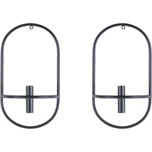 BELIANI Set of 2 Wall Candle Holders Minimalistic Decoration Black Caviana