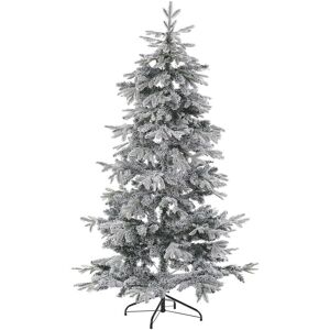 Beliani - Artificial Christmas Tree White Snow Flocked Black Metal Stand 210 cm Tomichi