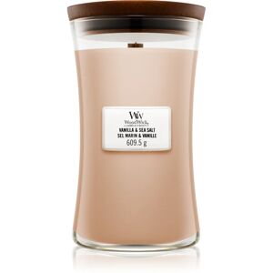 Woodwick Vanilla & Sea Salt scented candle with wooden wick 609.5 g