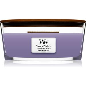 Woodwick Lavender Spa scented candle with wooden wick (hearthwick) 453 g