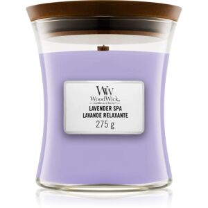 Woodwick Lavender Spa scented candle with wooden wick 275 g