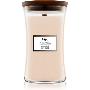 Woodwick White Honey Miel Blanc scented candle with wooden wick 609.5 g