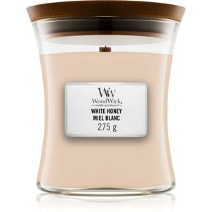 Woodwick White Honey Miel Blanc scented candle with wooden wick 275 g