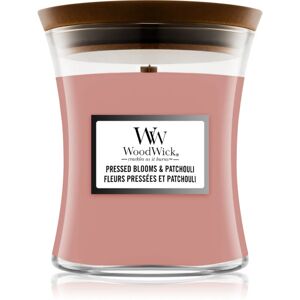 Woodwick Pressed Blooms & Patchouli scented candle with wooden wick 275 g