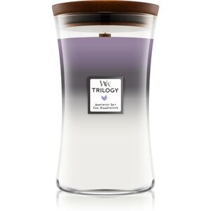 Woodwick Trilogy Amethyst Sky scented candle with wooden wick 609,5 g