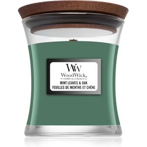 Woodwick Mint Leaves & Oak scented candle with wooden wick 85 g