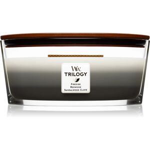 Woodwick Trilogy Warm Woods scented candle with wooden wick (hearthwick) 453.6 g