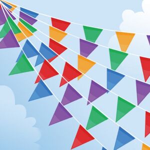 Joykey Multi-color Pennant Banner 200 Flags Nylon Bunting Banner Triangle Decora