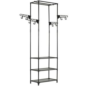vidaXL Clothes Rack Steel and Non-woven Fabric 55x28.5x175cm Black Coat Stand