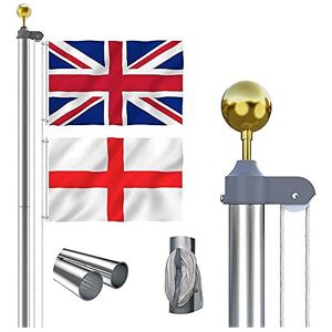 Thanaddo 20 FT Sectional Flag Pole Kit Extra Thick Aluminum Flagpole with 2 Flag 2 Rope a