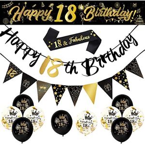 Yontree 14 Pieces 18th Happy Birthday Decorations Kit, Birthday Party Decoration Includi