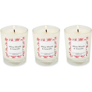 The Poppy Shop White Woods and Amaryllis Set of 3 Candles