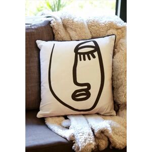 Joy Closed Eye Face Print Cushion black Unisex