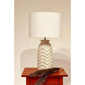 Joy Zigzag Relief Pottery Base Lamp With Linen Shade Unisex