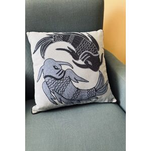 Joy Koi embroidered Cushion red Unisex