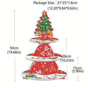 PatPat Christmas party multi-layer cake stand, party decoration dessert snack decoration cake stand  - Red