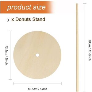 PatPat 3pcs donut wooden stand holiday party donut storage rack  - Khaki