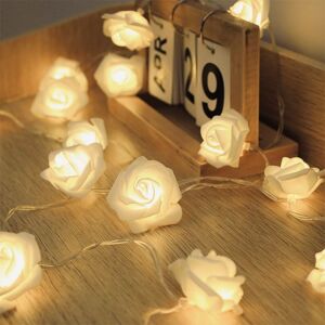 PatPat LED Foam Flower Fairy Lights with Battery, USB, and Remote Control - Ideal for Valentine's Day, Weddings, and Festive Decorations  - White