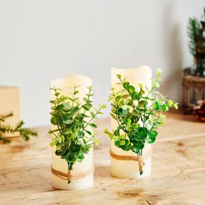 Sara Davies Set of 2 Faux Greenery LED Candles