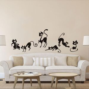 77Factoryz Six Cat animal Family Room Window Wall Mural Decorative Decal Detachable