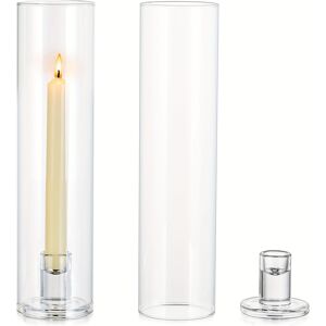 Temu Hurricane Glass Candle Holders: 2 Pcs Candlestick Holder For Taper Candles With Cylinder Covers 11.8 Inch Tall Windproof Clear Candlesticks Holder Stand For Wedding Party Christmas Home Decor  2pcs