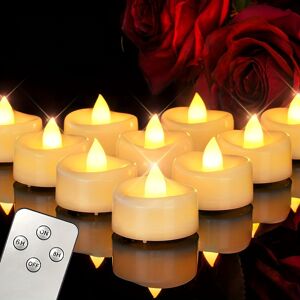 Temu 12pcs Remote Control Tea Wax, Flameless Candles, Glitter Electronic Candles, 6 Hours And 8 Hours Timing Led Tea Wax, With Remote Control, For Christmas Home Decoration, Warm White â€ŽIvory