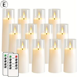 Temu 5pcs Flashing Flameless Candle, (d2.3"xh5"5"6"7"8") With Remote Control And Timer, Led Candles For Christmas Halloween Wedding Decoration (white) For Hotel/catering/event Holding White D2.3"xH5"5"6"7"8"