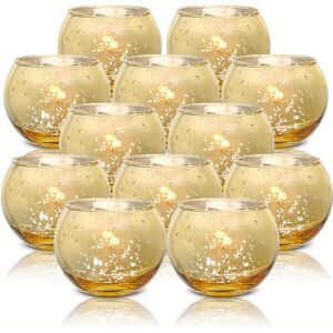 Temu Set Of 12 Mercury Glass Votive Candle Holders - Elegant Gold Tealight Candle Holders For Table Centerpieces, Weddings, Rehearsal Dinners, Outdoor Events, Valentines Day Decor Silvery X 12pcs