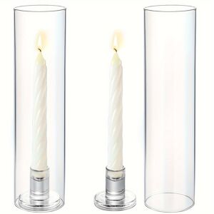 Temu 2pcs, Glass Candle Holders, Clear Candlestick Holder For Taper Candles, Glass Tall Candle Holders For Table Centerpiece Wedding Party Event Decor