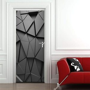 SHEIN 2 SET PVC stickers, door stickers, refurbished stickers, wooden door decorative paintings, hanging paintings, self-adhesive wall stickers, abstract Black 38.5*200cm/15.15*78.74inch