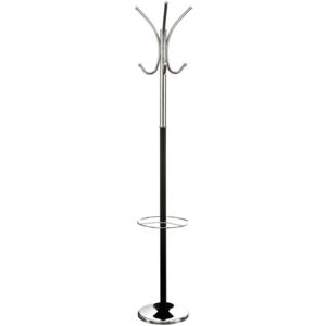 Premier Housewares Floor Standing Coat Stand with Umbrella Holder, 182 cm - Black/Chrome