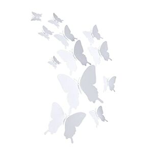 ANCLLO 24PCS 3D Butterfly Wall Decal Removable Stickers Decor for Room Decoration Home and Bedroom Mural-White