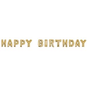 Rayher Happy Birthday Foil Balloons, Party Balloon Set, Gold Phrase Balloons for Decorating, Set of 13 Letter Balloons, Height 40cm, 87018616