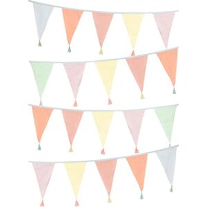 Talking Tables Pastel Fabric Bunting with Tassels-3m Triangle Flag Pennant Garland, 100% Cotton, Home Décor for Girls Bedroom, Nursery Accessories, Indoor Outdoor Easter Decorations, Baby Shower