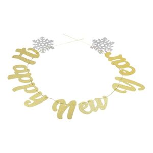 ABOOFAN 1 Set Decorative Banner Xmas Bunting Flag Gold Happy New Year Banner Happy New Year Decor New Year Bunting Gold Decor Happy New Year Cake Topper Festive Household Products Paper
