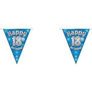 OakTree Happy 18th Birthday Blue Holographic Foil Party Bunting 3.9m Long 11 Flags by Oak Tree (Pack of 2)