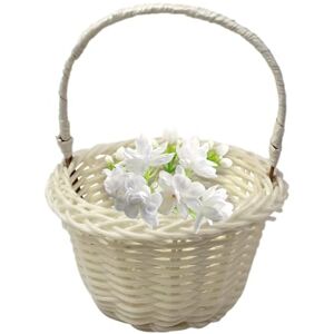 COMFOLIVING Wicker Basket With Handle, Flower Girl Baskets For Weddings, Versatile Design Rattan Basket Flower Baskets Exquisitely Crafted Wedding Flowers Basket With Handle For Home Decoration