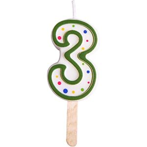 PME Green Number 3 Candle, Small Size,4.3 cm