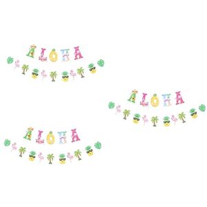 Cabilock Cake Toppers 6 Pcs Cake Insert Aloha Beaches Banner Lovely Banner Aloha Party Hanging Decor Hawaiian Banner Hawaii Bunting Banner Party Banner Cake Decorating Pull The Flag Paper