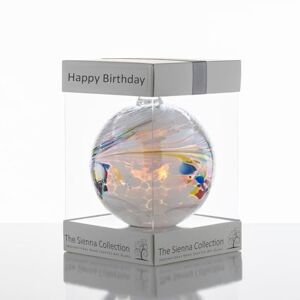 Sienna Glass Happy Birthday Gift - 10cm Friendship Ball White