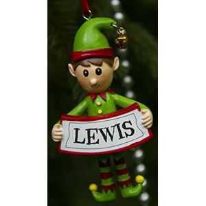 Boxer Gifts Lewis Elf Christmas Tree Decoration Xmas Bauble Ornament Gift One for The Whole Family, Ceramic, Multi-Colour, 8 x 4.5 x 2 cm